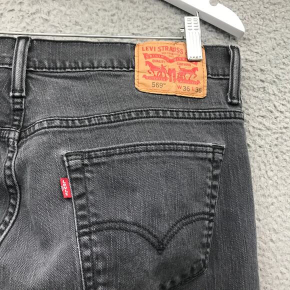 Levis 569 Denim Jeans Men's Size 36X36 Loose Fit Straight Leg Pocket Black - Picture 3 of 11